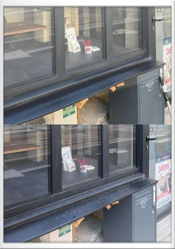 Nettoyage baie vitrée - avant après